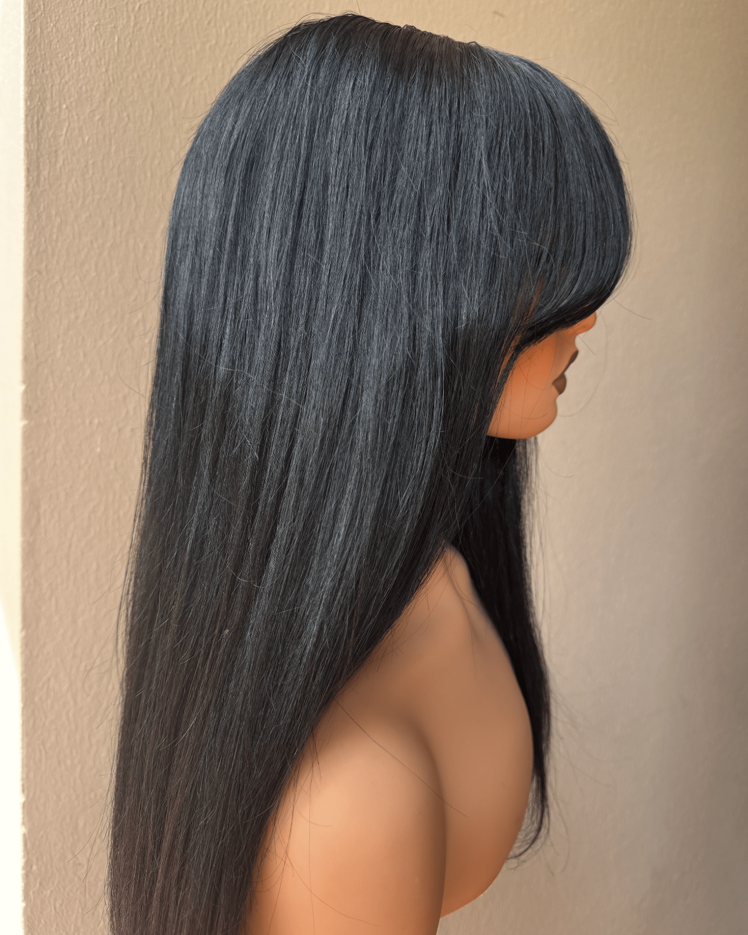 16" 1 JET BLACK Vicki Human Hair 5x5" Fringe Wig - Milk & Honey Wigs