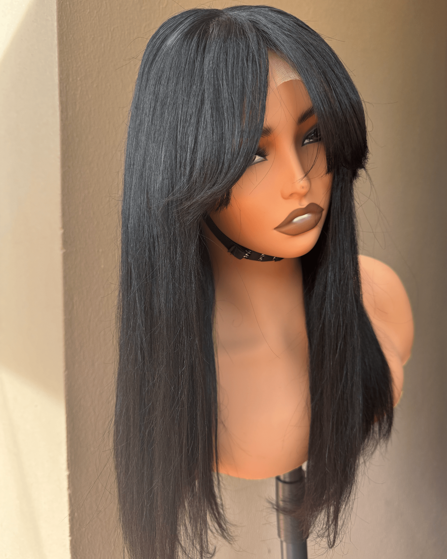 16" 1 JET BLACK Vicki Human Hair 5x5" Fringe Wig - Milk & Honey Wigs