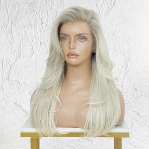 ASH Root Blonde Human Hair Lace Front Wig