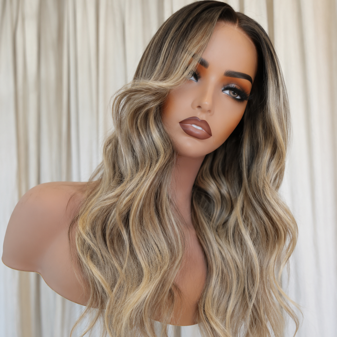 LUNA chocolate brown human hair lace front wig | Milk & Honey Wigs