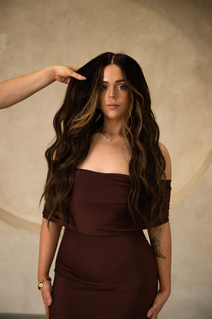 ALTER EGO: Money Piece Brunette Virgin Hair Wig