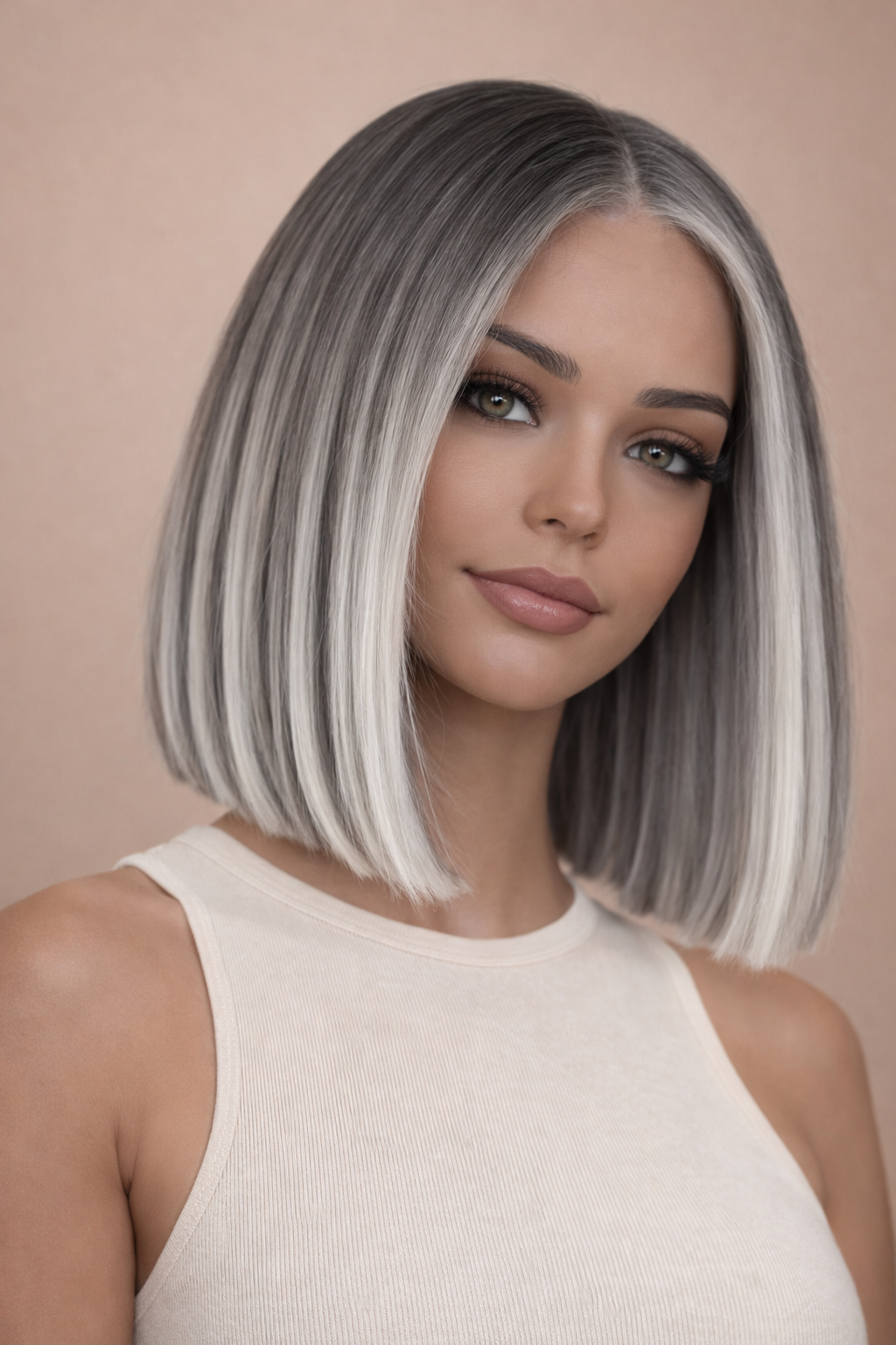 ROE BOB - Salt & Pepper - Human Hair Wig | Grey, 16 Inch, 13x6 Lace Front, Human Hair | Milk & Honey Wigs