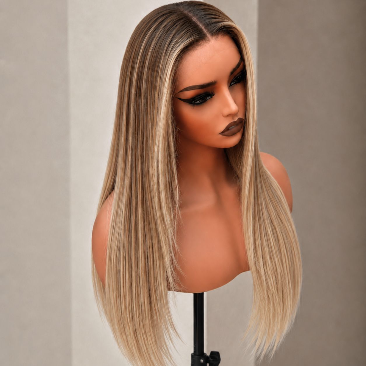 ARIA caramel blonde human hair lace front wig | Milk & Honey Wigs