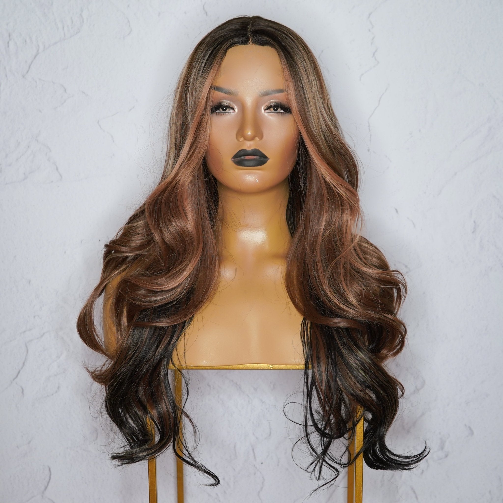 AGNES - Ombre Brown - Lace Front Wig | Brown, 24 Inch, T-Part Lace Front, Synthetic Hair | Milk & Honey Wigs