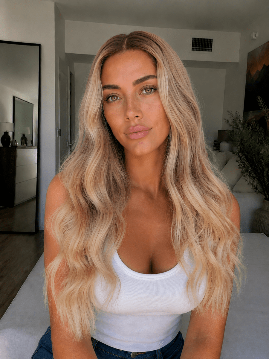 ARIA - Caramel Blonde - Human Hair Wig - Milk & Honey Wigs