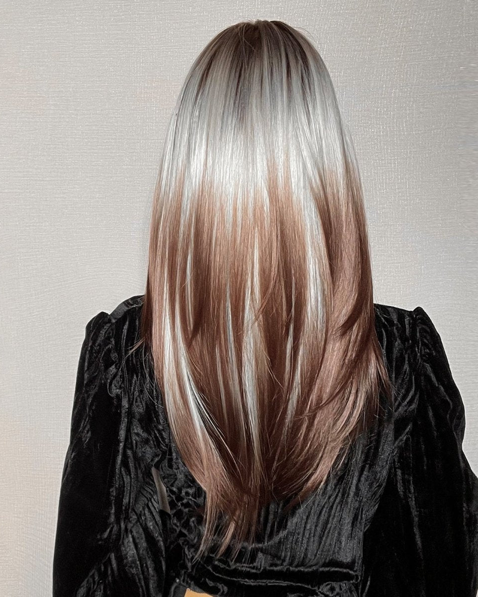 Ash Blonde and Chestnut Brown Layered Wig - MARKETPLACE - Milk & Honey Wigs