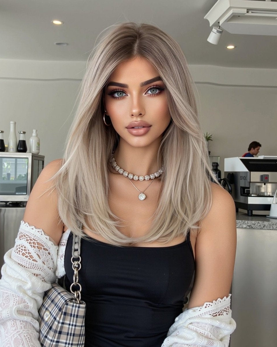Ash Blonde Balayage with Layers Wig - MARKETPLACE - Milk & Honey Wigs