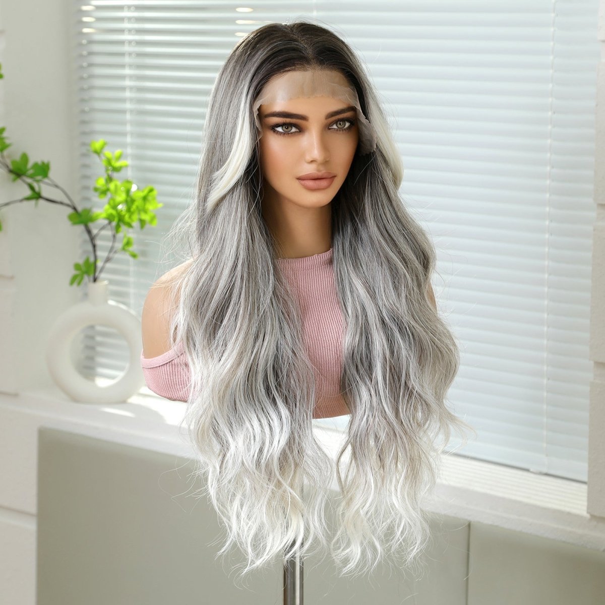 Ash Blonde Ombre Wavy 13x6 Lace Front Wig - MARKETPLACE - Milk & Honey Wigs