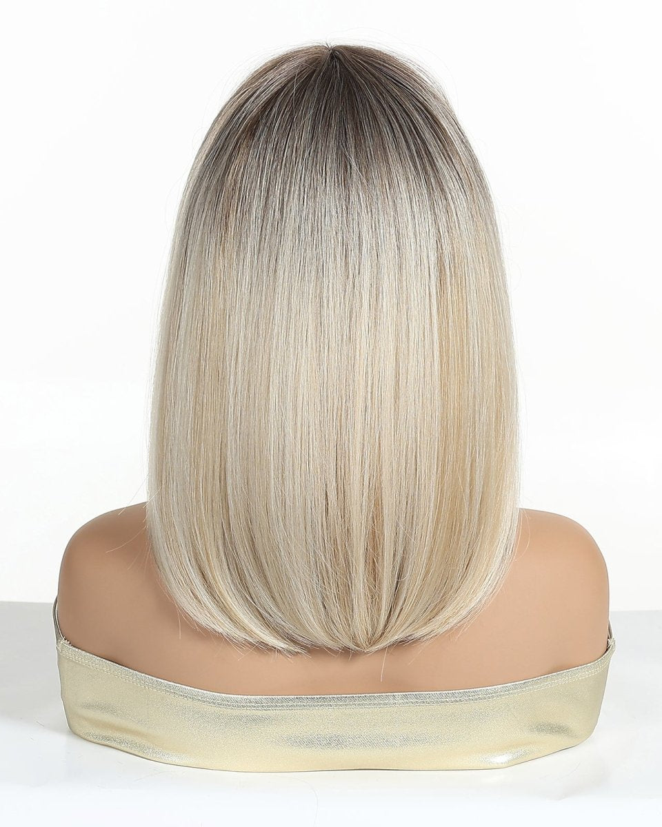 Ash Blonde Straight Lob with Fringe Wig - MARKETPLACE - Milk & Honey Wigs