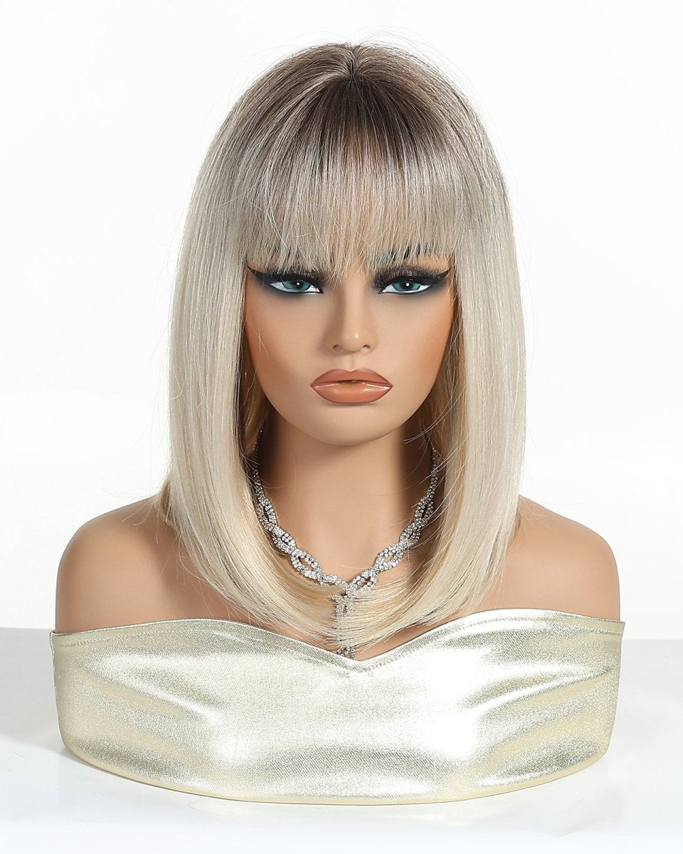 Ash Blonde Straight Lob with Fringe Wig - MARKETPLACE - Milk & Honey Wigs