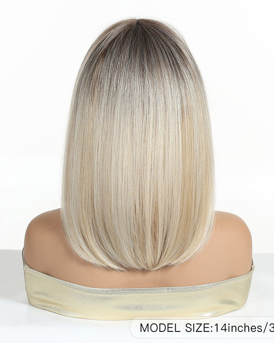 Ash Blonde Straight Lob with Fringe Wig - MARKETPLACE - Milk & Honey Wigs