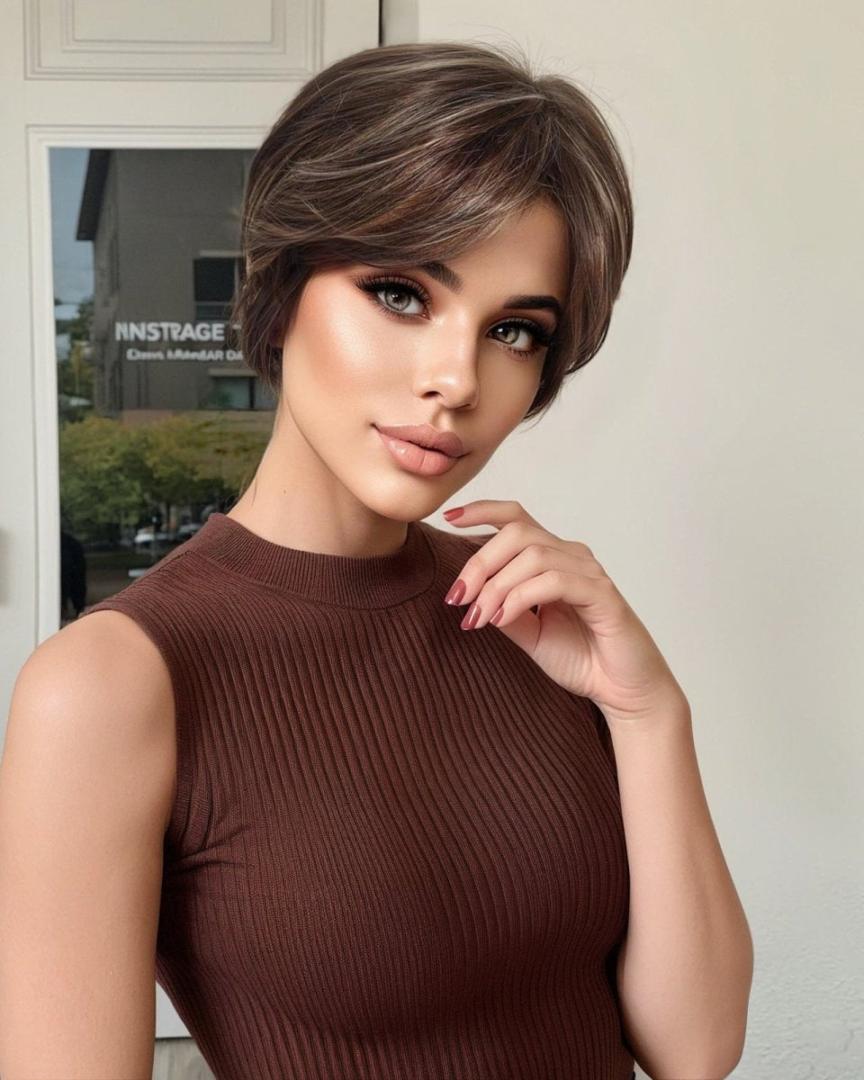 Ash Brown Layered Pixie Cut Wig - MARKETPLACE - Milk & Honey Wigs
