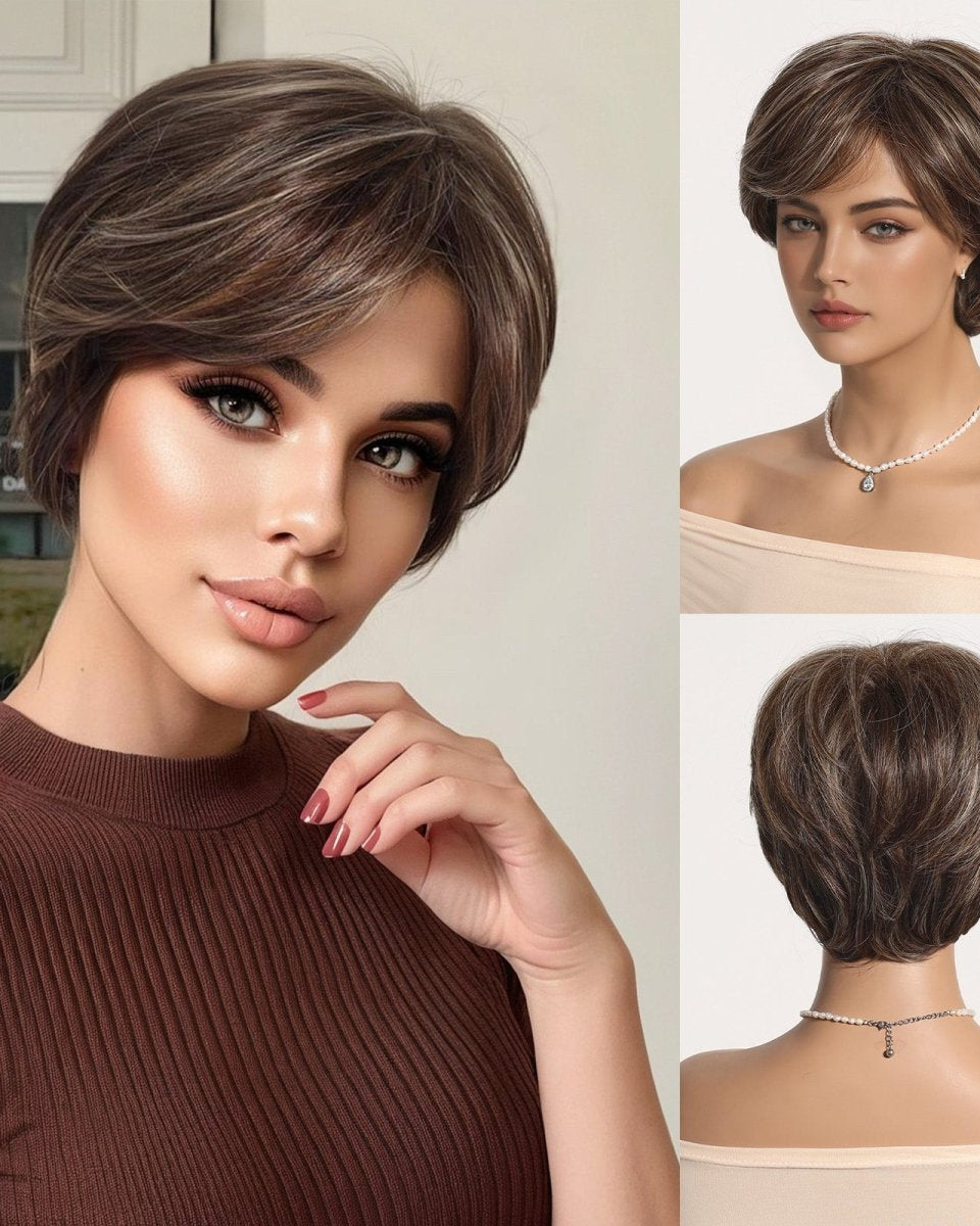 Ash Brown Layered Pixie Cut Wig - MARKETPLACE - Milk & Honey Wigs