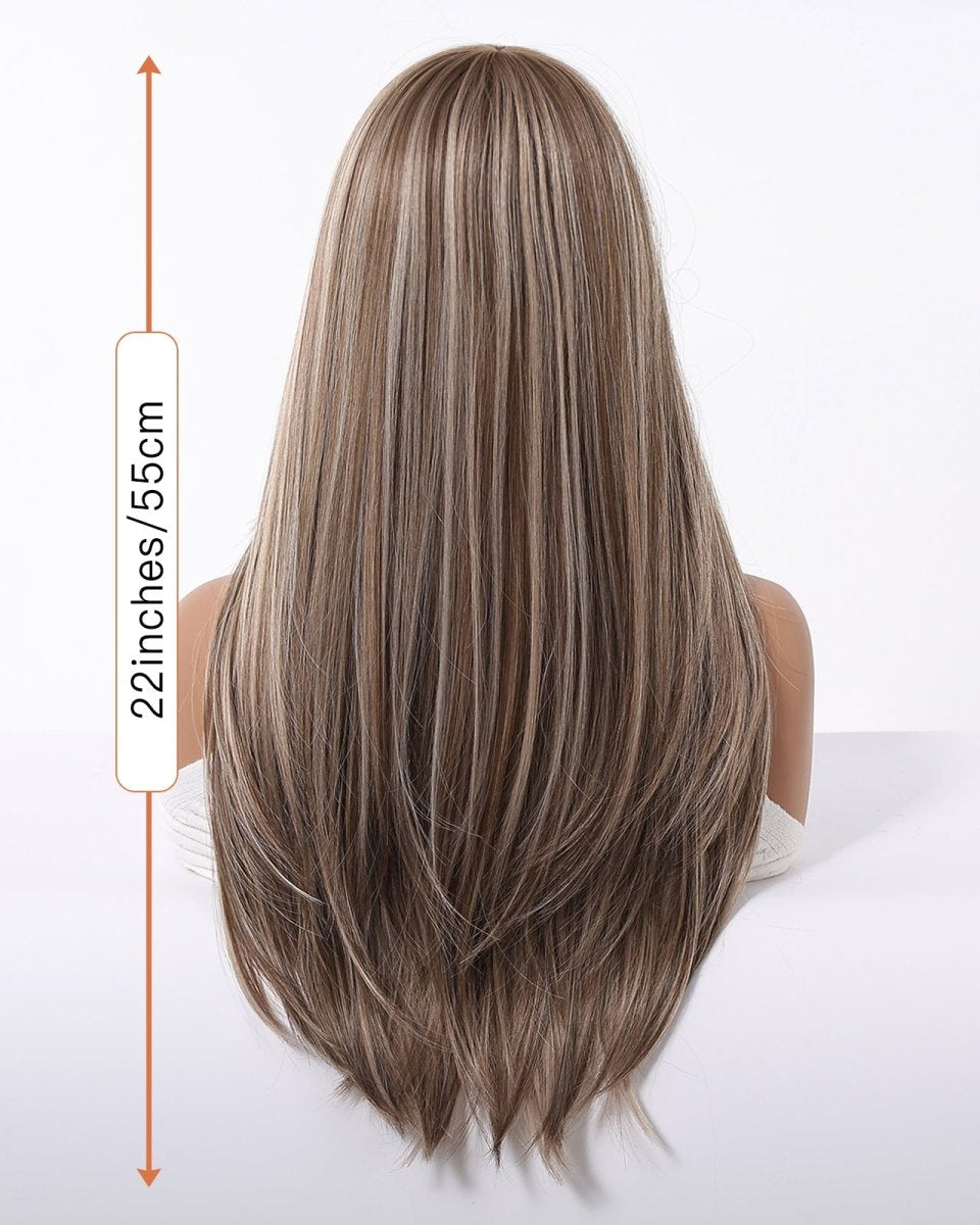Ash Brown Straight Wig with Full Fringe - MARKETPLACE - Milk & Honey Wigs