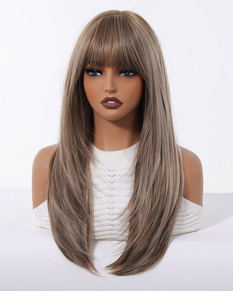 Ash Brown Straight Wig with Full Fringe - MARKETPLACE - Milk & Honey Wigs