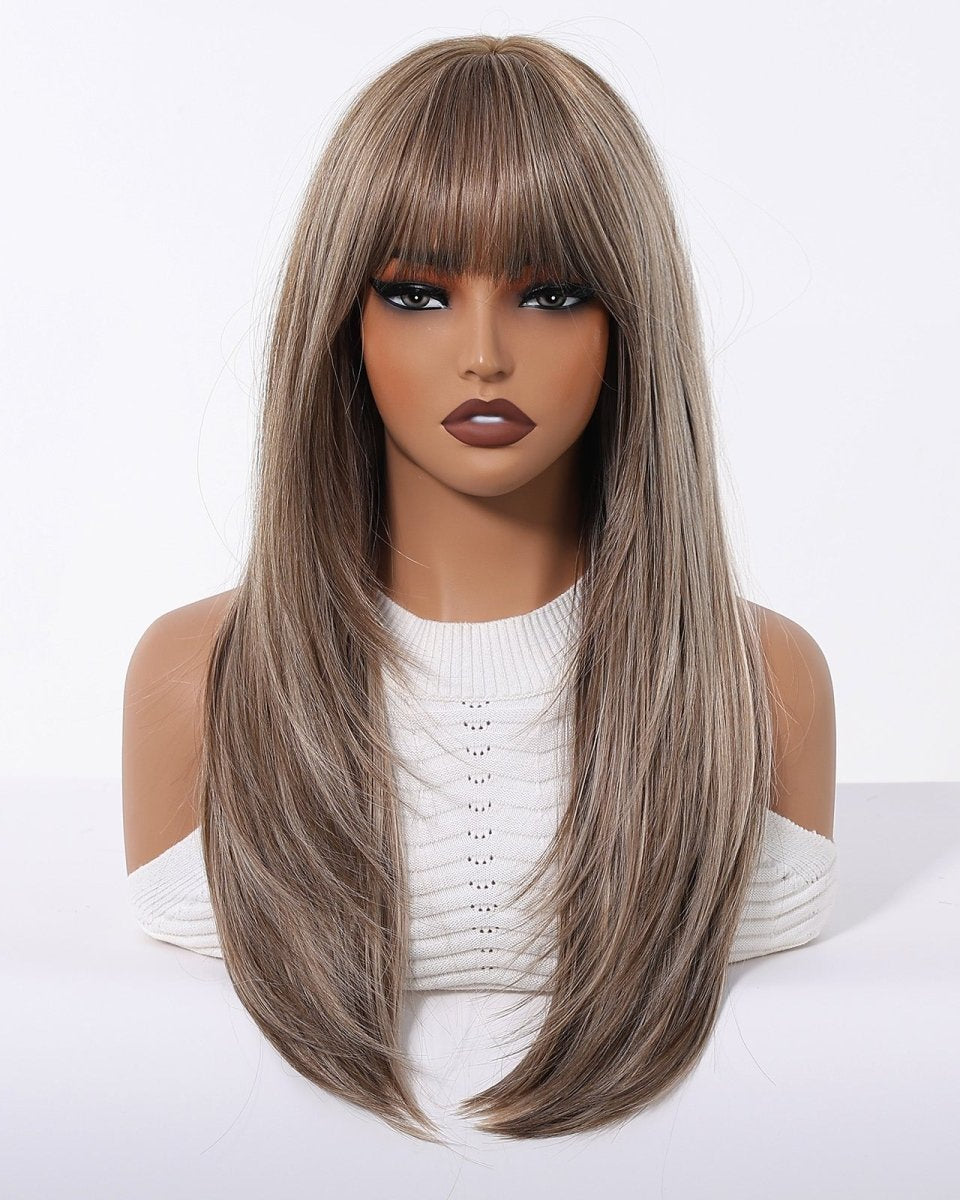 Ash Brown Straight Wig with Full Fringe - MARKETPLACE - Milk & Honey Wigs