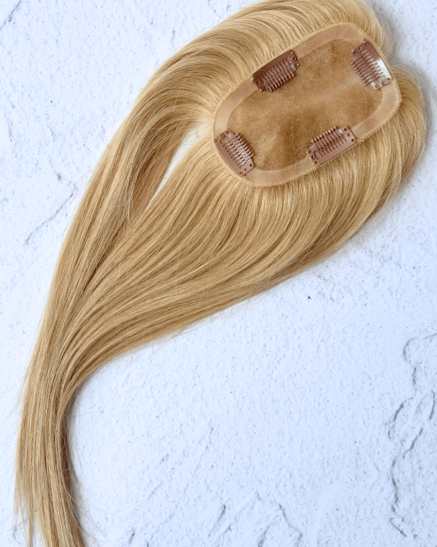 BARBIE BLONDE 14'' Remy Human Hair Topper 3 x 5 Silk Base - Milk & Honey Wigs