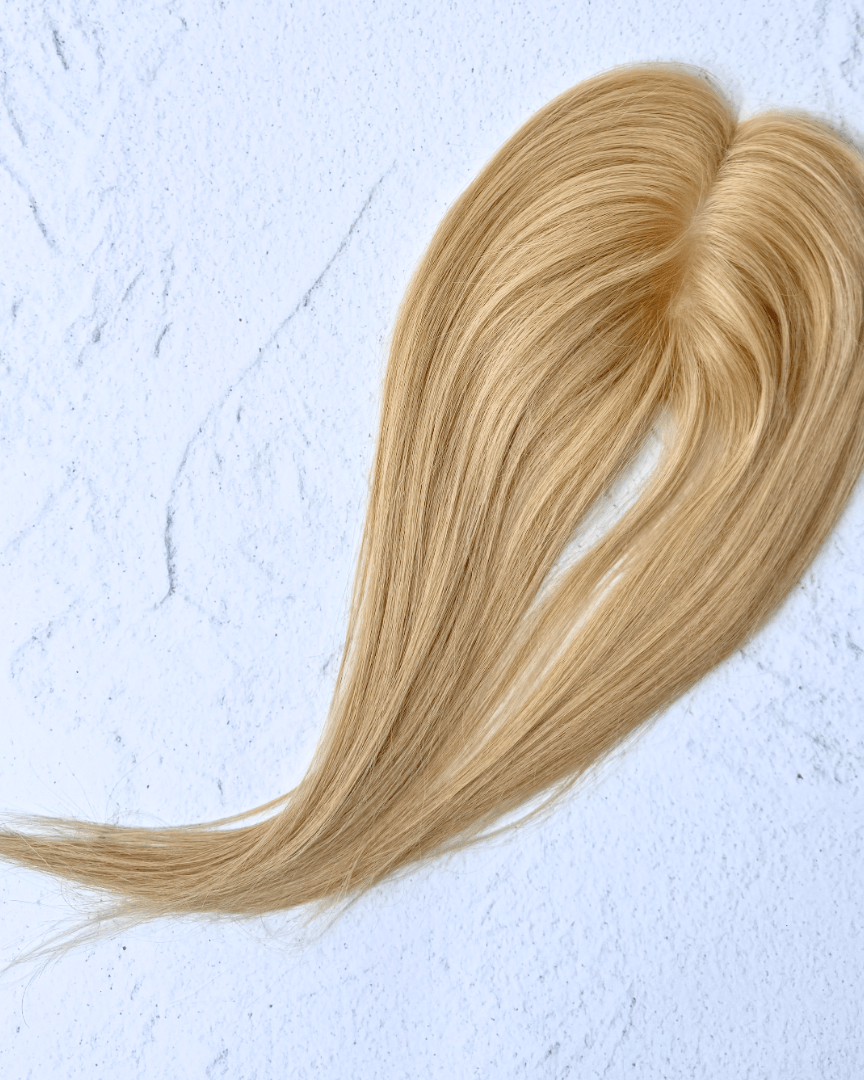 BARBIE BLONDE 14'' Remy Human Hair Topper 3 x 5 Silk Base - Milk & Honey Wigs