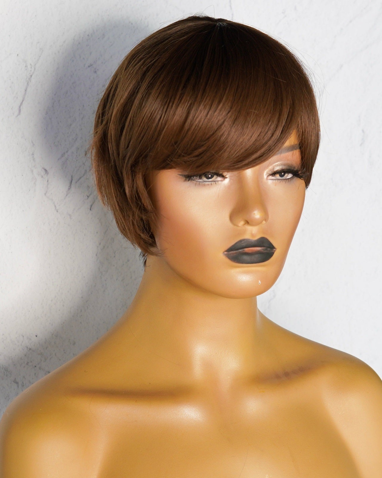 BRIDE Caramel Brown Pixie Cut Fringe Wig - Milk & Honey Wigs