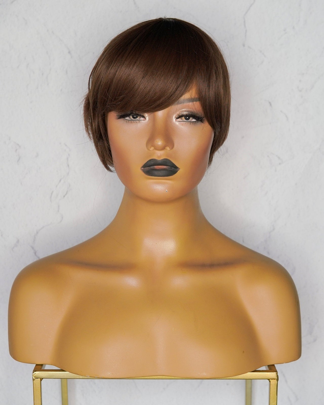 BRIDE Caramel Brown Pixie Cut Fringe Wig - Milk & Honey Wigs