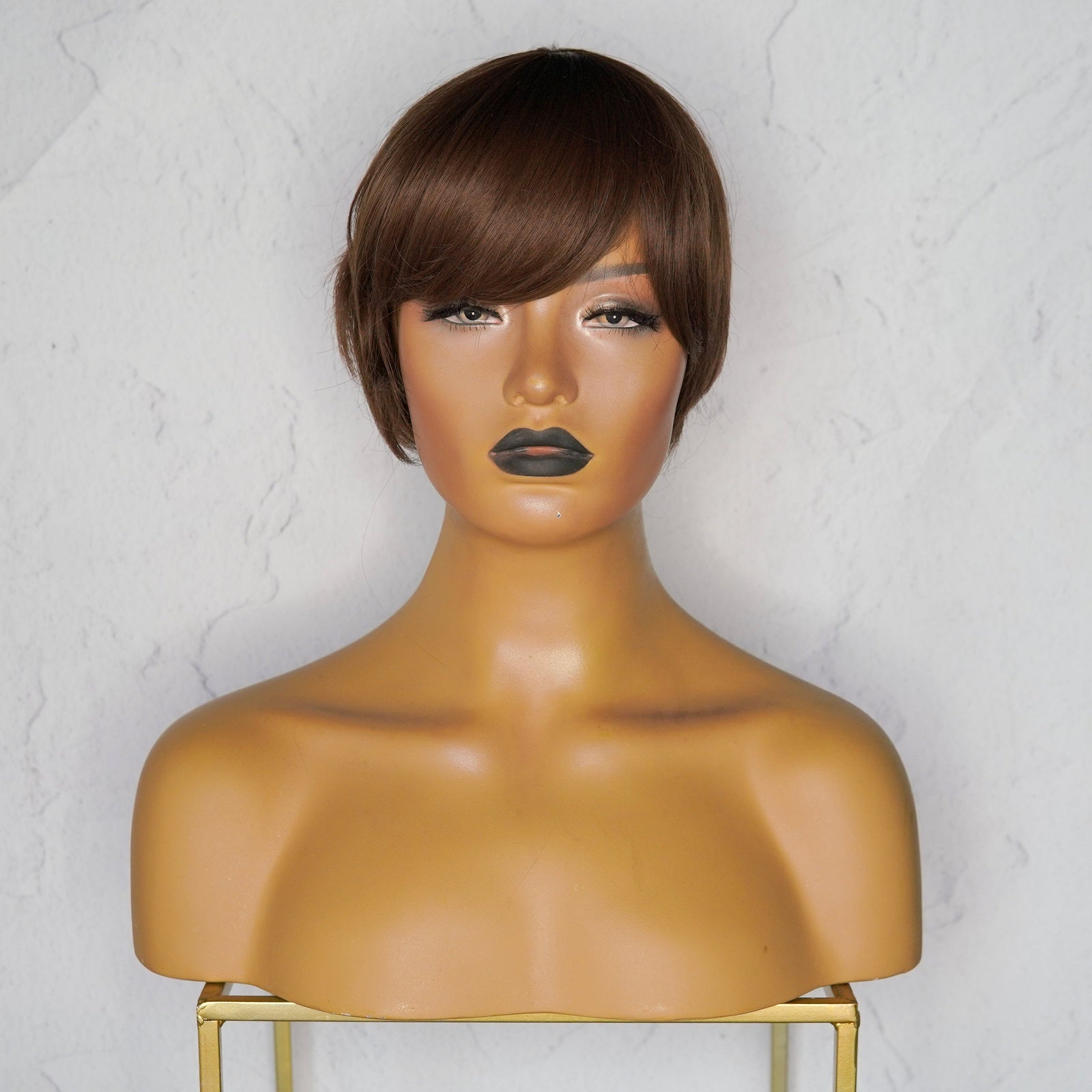 BRIDE Caramel Brown Pixie Cut Fringe Wig - Milk & Honey Wigs