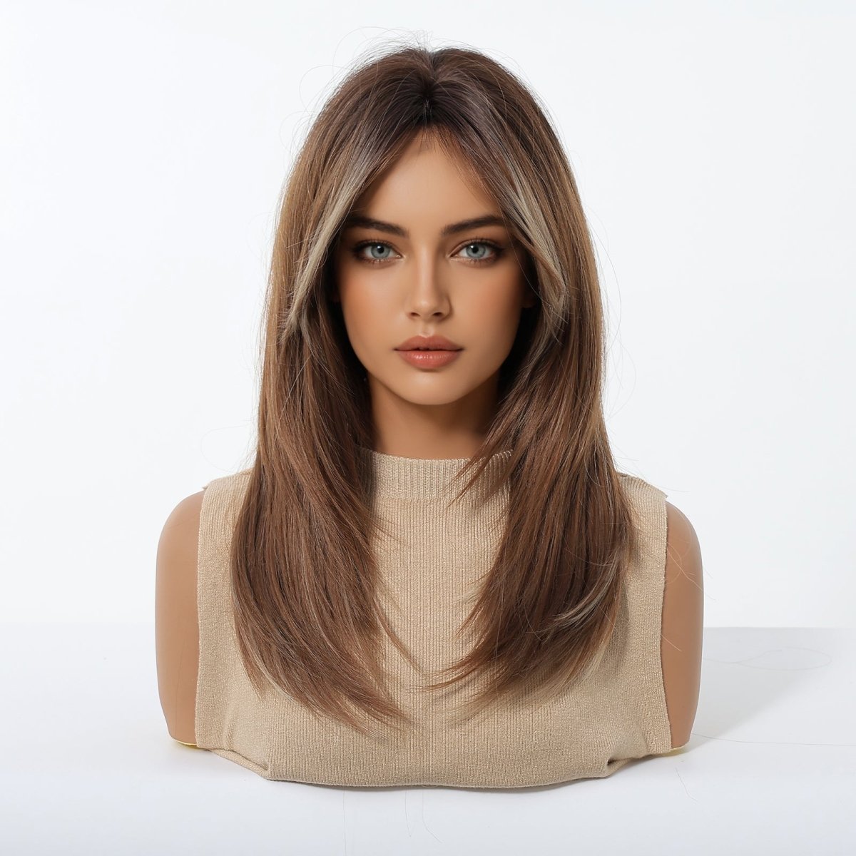Caramel Brown with Ash Blonde Highlight Wig - MARKETPLACE - Milk & Honey Wigs
