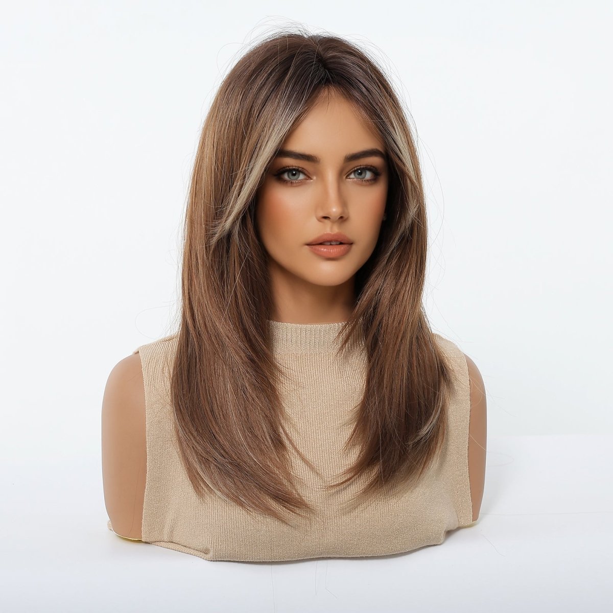 Caramel Brown with Ash Blonde Highlight Wig - MARKETPLACE - Milk & Honey Wigs