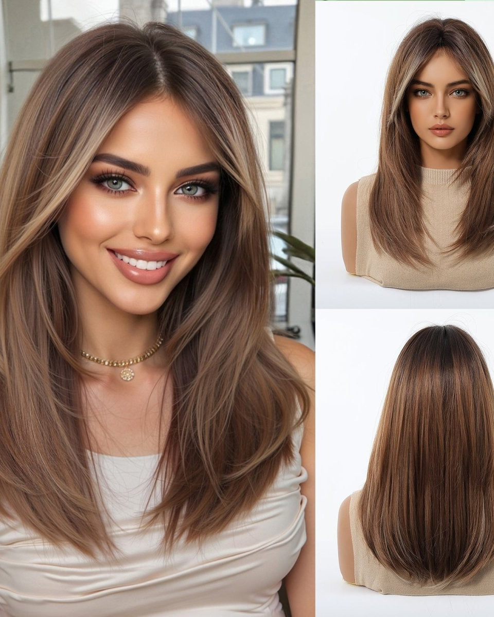 Caramel Brown with Ash Blonde Highlight Wig - MARKETPLACE - Milk & Honey Wigs