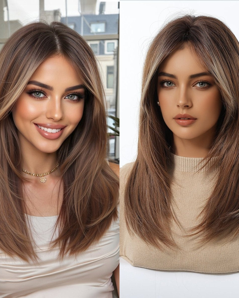 Caramel Brown with Ash Blonde Highlight Wig - MARKETPLACE - Milk & Honey Wigs