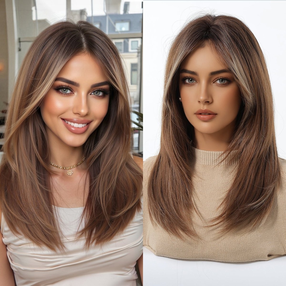 Caramel Brown with Ash Blonde Highlight Wig - MARKETPLACE - Milk & Honey Wigs