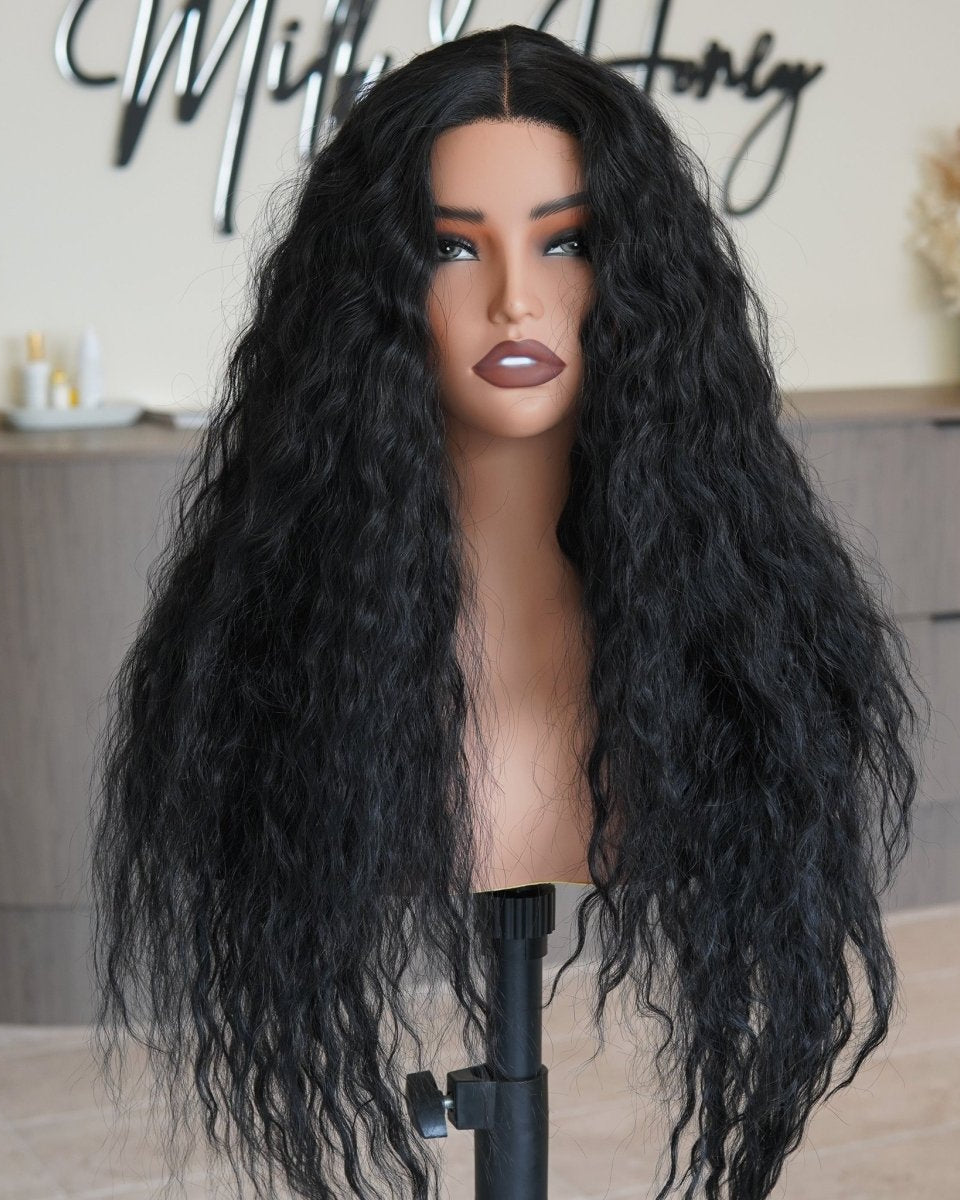 CARLY Natural Black Curl Lace Front Wig - Milk & Honey Wigs
