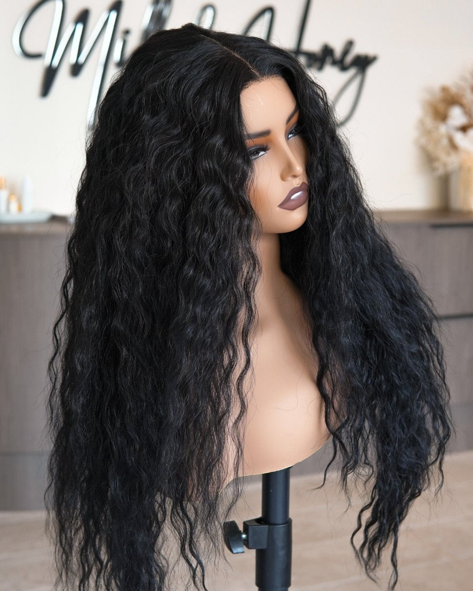 CARLY Natural Black Curl Lace Front Wig - Milk & Honey Wigs