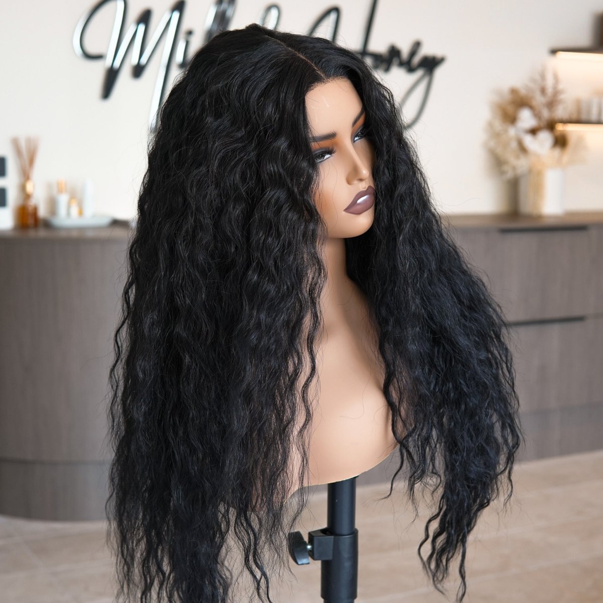 CARLY Natural Black Curl Lace Front Wig - Milk & Honey Wigs