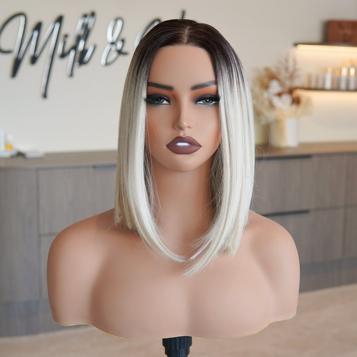 CARMEN Platinum Blonde Bob Lace Front Wig - Milk & Honey Wigs