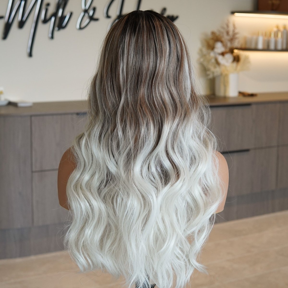 CELESTE Ombre White Blonde Lace Front Wig - Milk & Honey Wigs