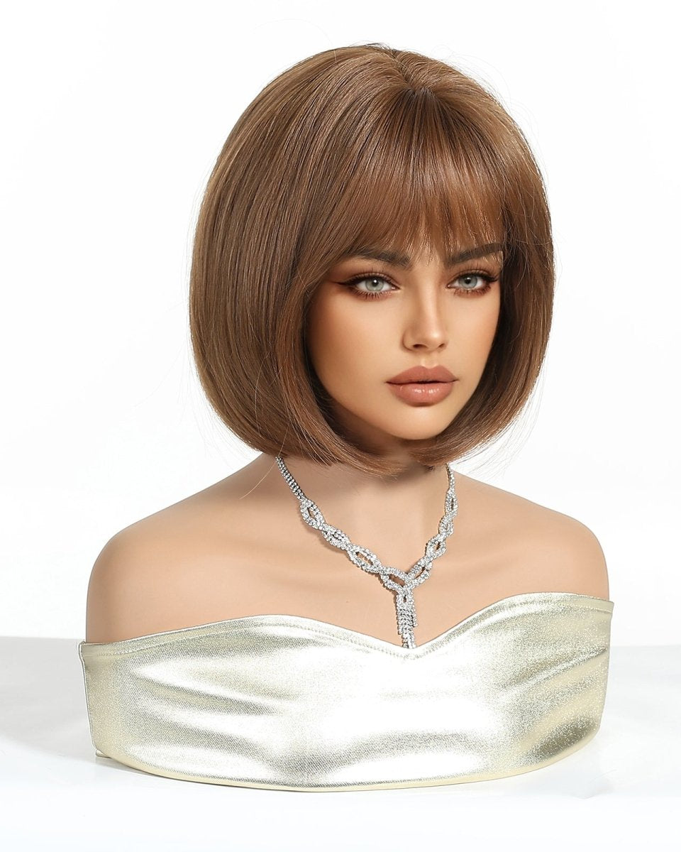 Chestnut Brown Bob with Fringe Wig - MARKETPLACE - Milk & Honey Wigs