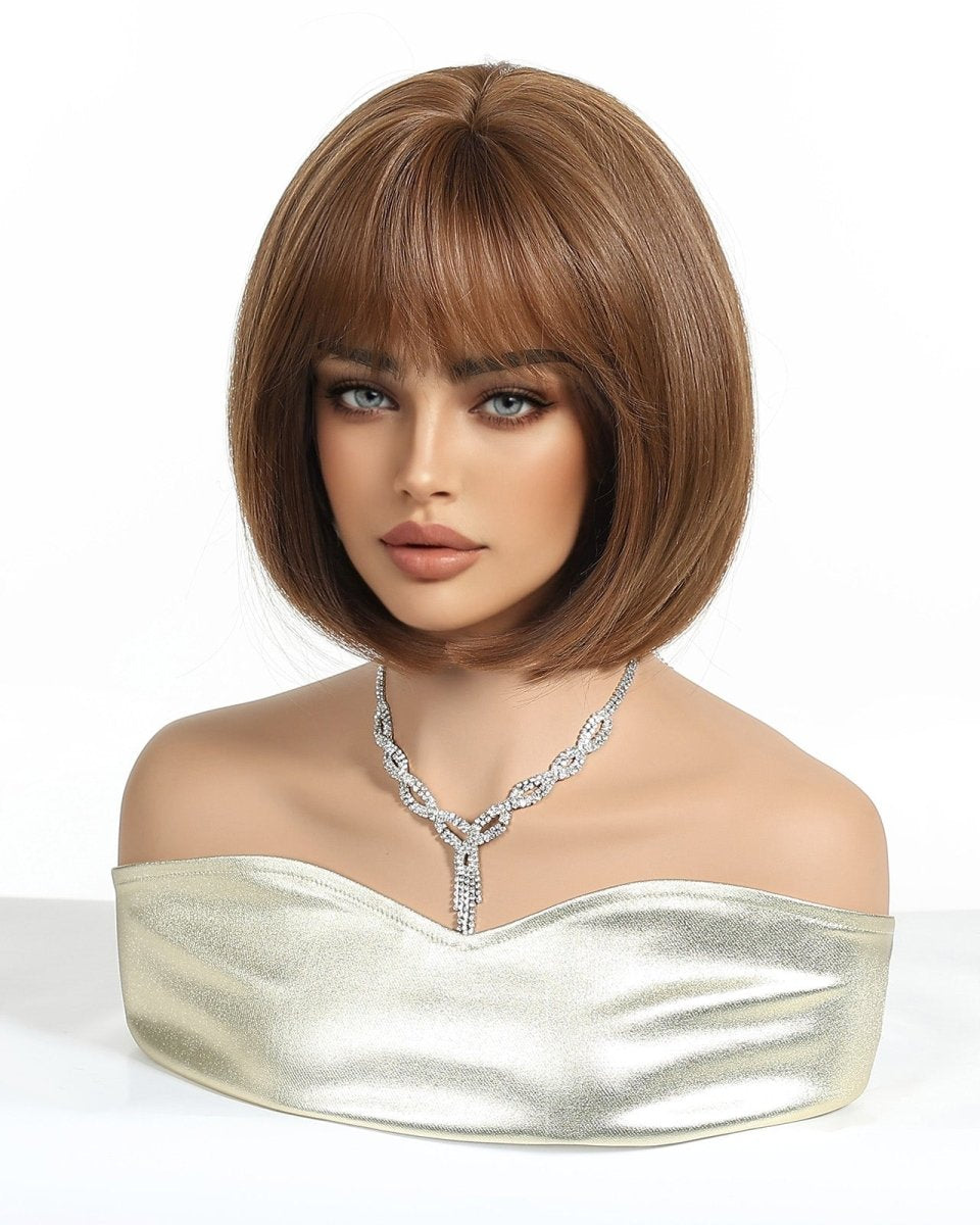 Chestnut Brown Bob with Fringe Wig - MARKETPLACE - Milk & Honey Wigs