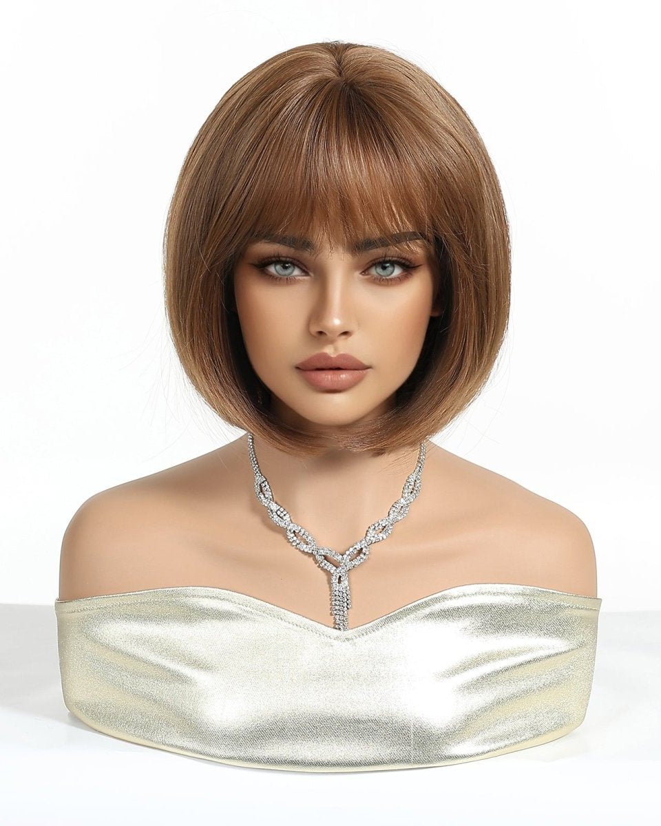 Chestnut Brown Bob with Fringe Wig - MARKETPLACE - Milk & Honey Wigs
