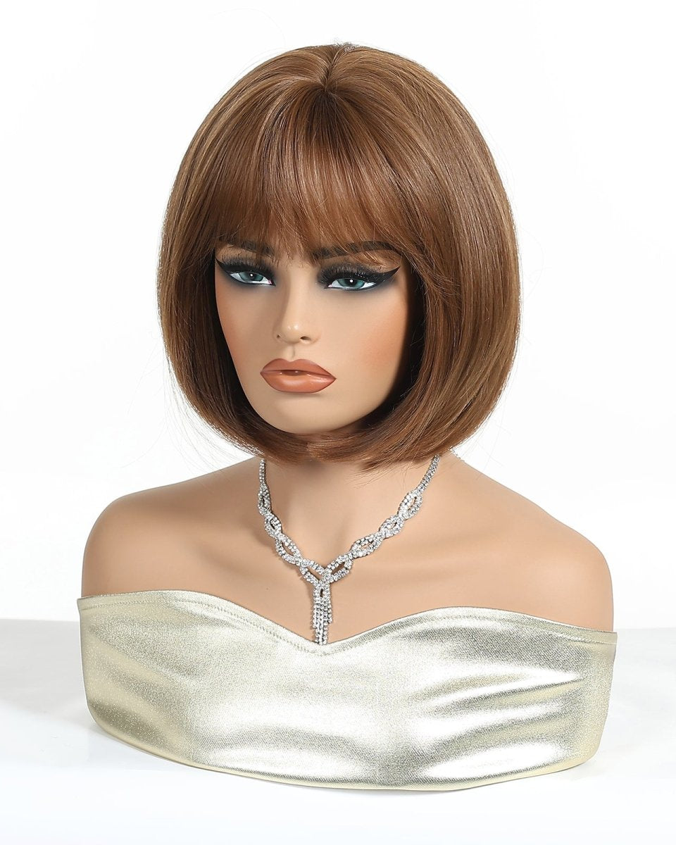 Chestnut Brown Bob with Fringe Wig - MARKETPLACE - Milk & Honey Wigs
