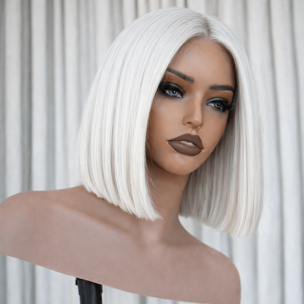 CLEO BOB - Platinum White Blonde - Human Hair Wig | Blonde, 24 Inch, 13x6 Lace Front, Human Hair | Milk & Honey Wigs