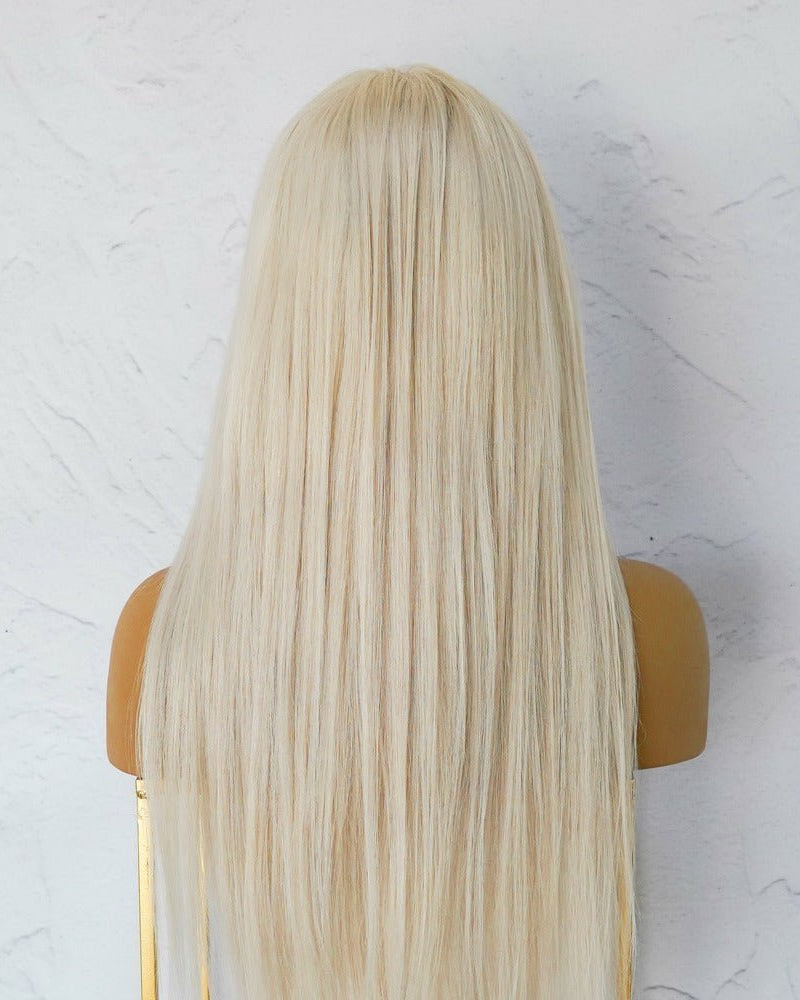 CLEO Platinum White Blonde Human Hair Lace Front Wig 18" ** READY TO SHIP ** - Milk & Honey Wigs