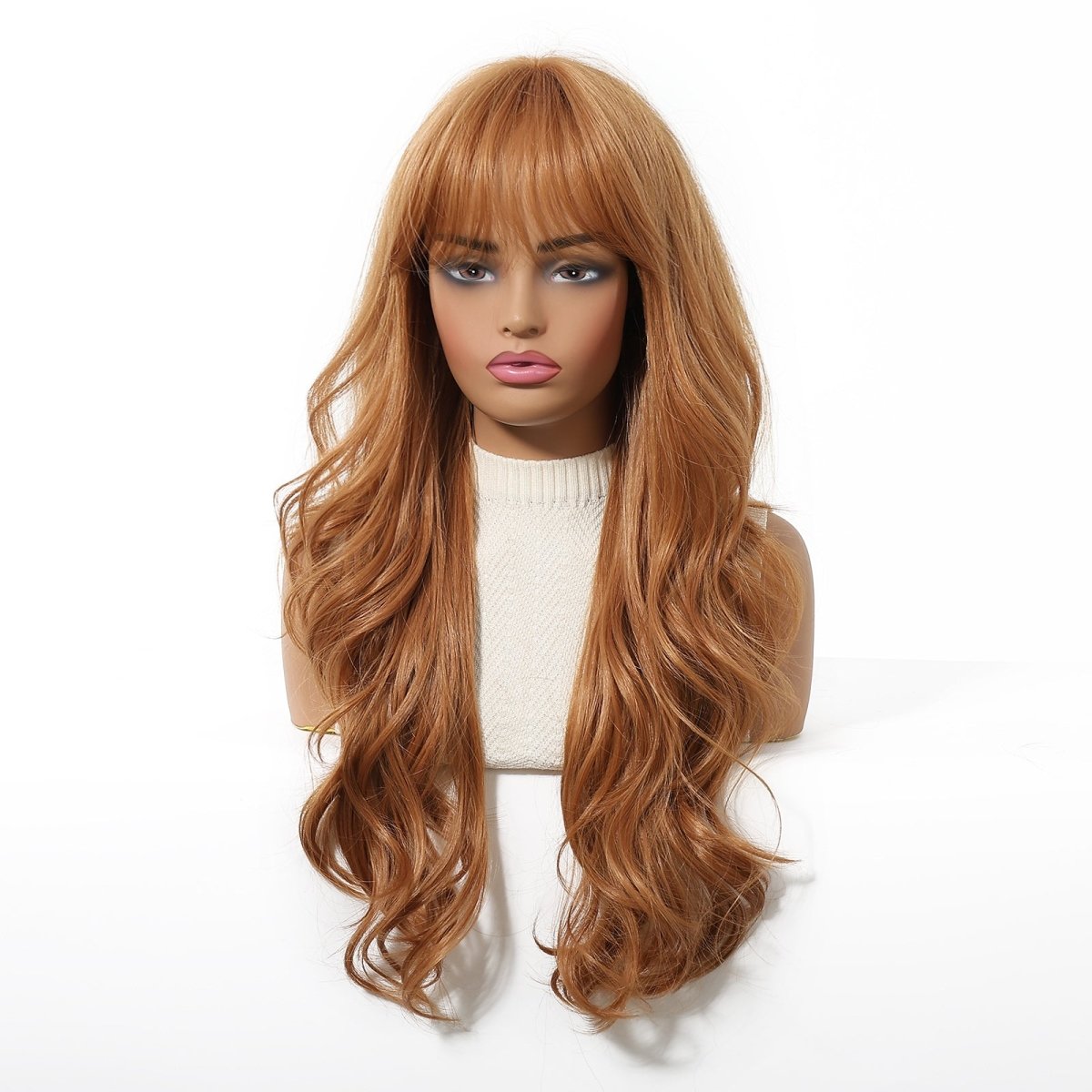 Copper Cinnamon Waves with Blunt Fringe Wig - MARKETPLACE - Milk & Honey Wigs