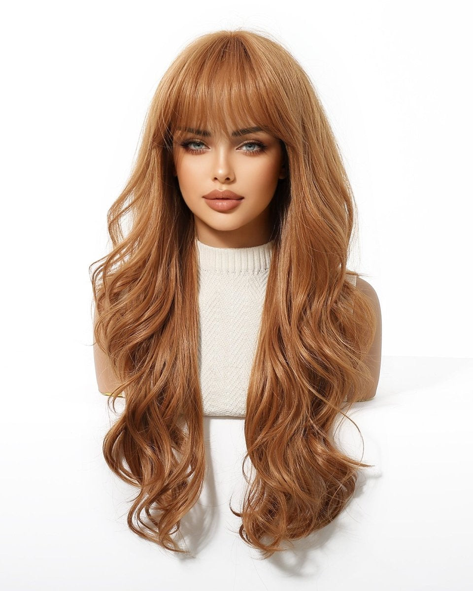 Copper Cinnamon Waves with Blunt Fringe Wig - MARKETPLACE - Milk & Honey Wigs