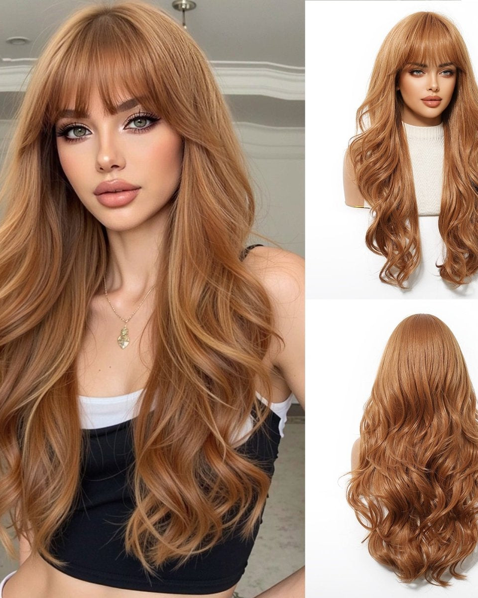 Copper Cinnamon Waves with Blunt Fringe Wig - MARKETPLACE - Milk & Honey Wigs
