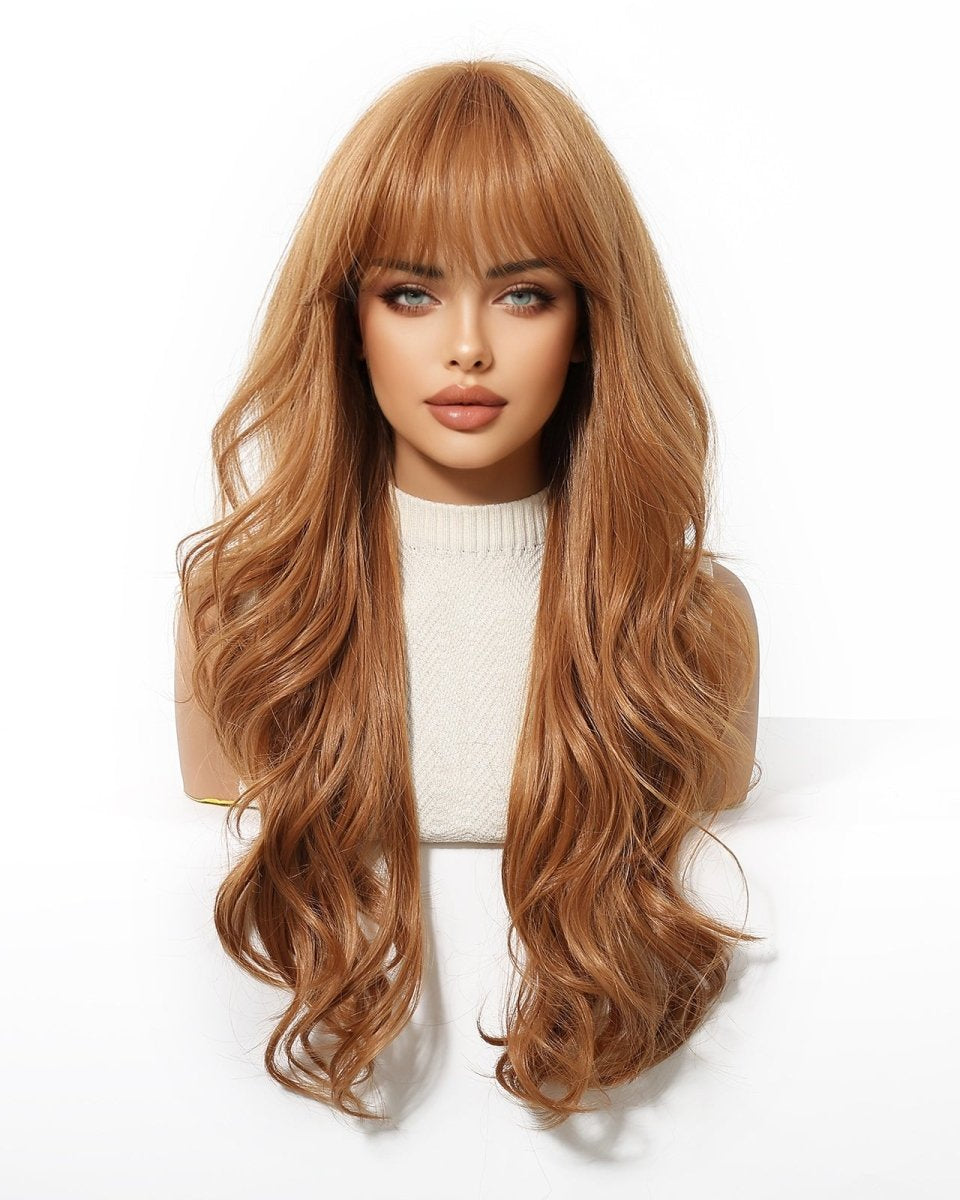 Copper Cinnamon Waves with Blunt Fringe Wig - MARKETPLACE - Milk & Honey Wigs