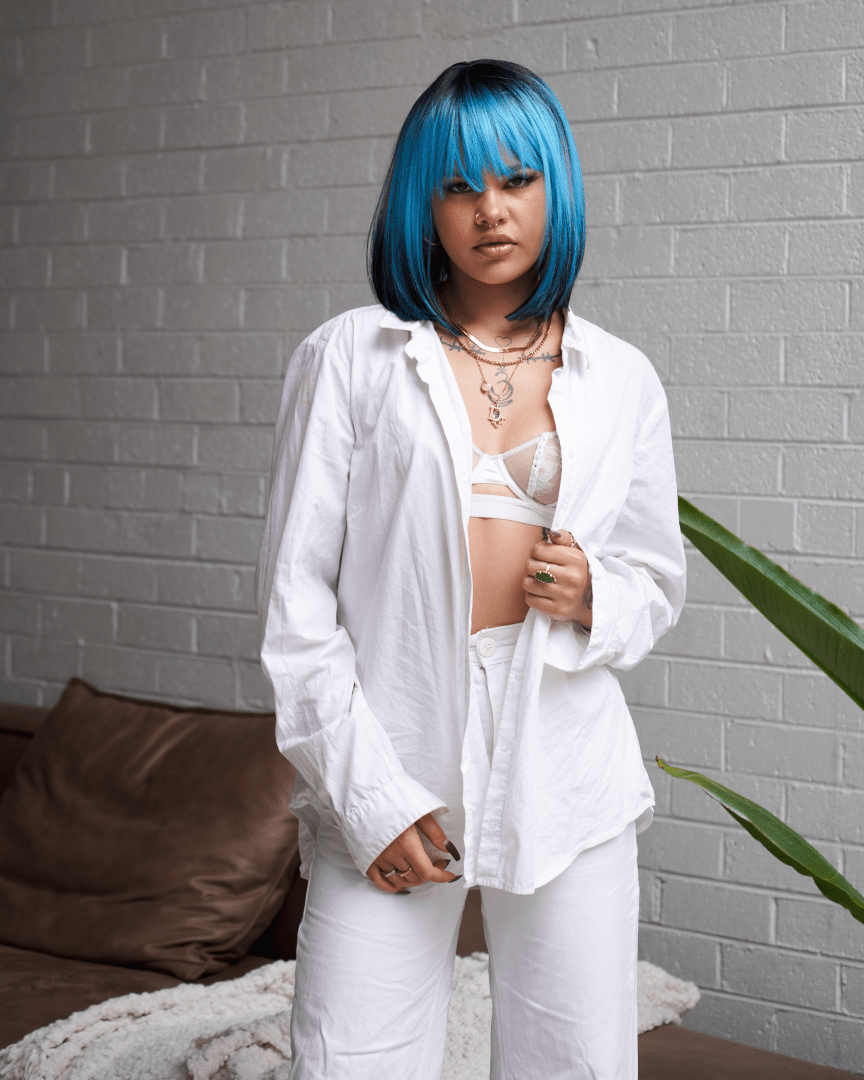 COURTNEY Galaxy Blue Fringe Wig - Milk & Honey Wigs