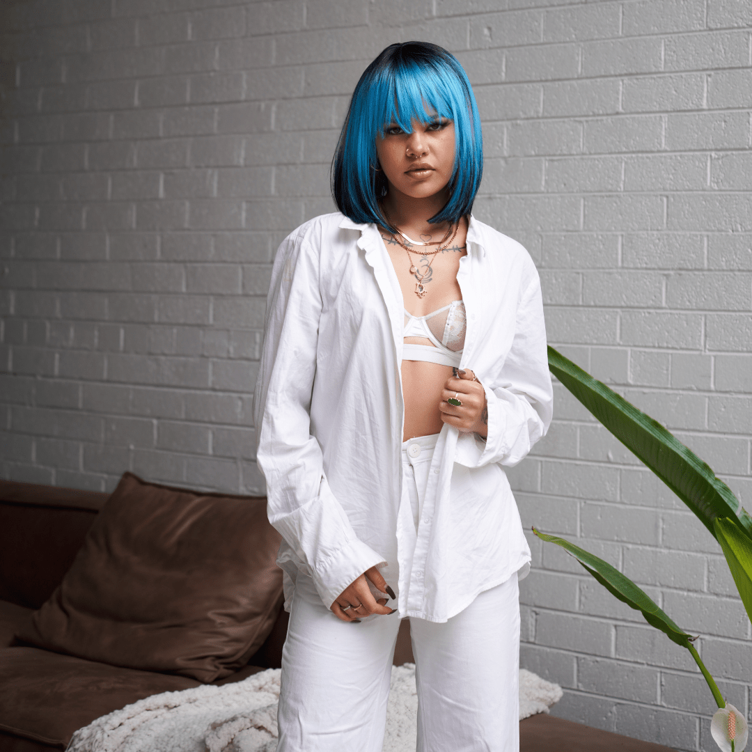 COURTNEY Galaxy Blue Fringe Wig - Milk & Honey Wigs