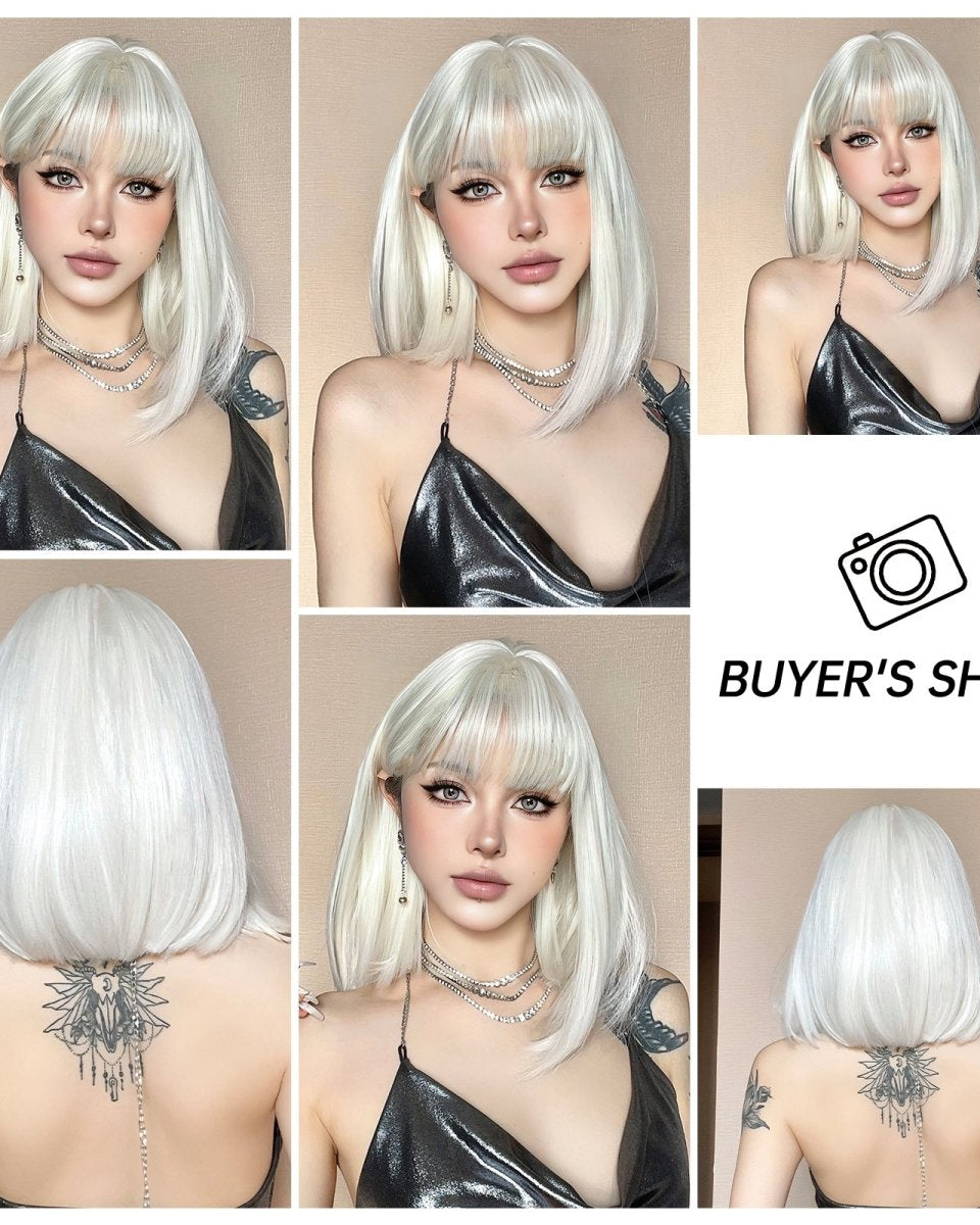 Creamy Champaign White Short Platinum Bob Wig - MARKETPLACE - Milk & Honey Wigs