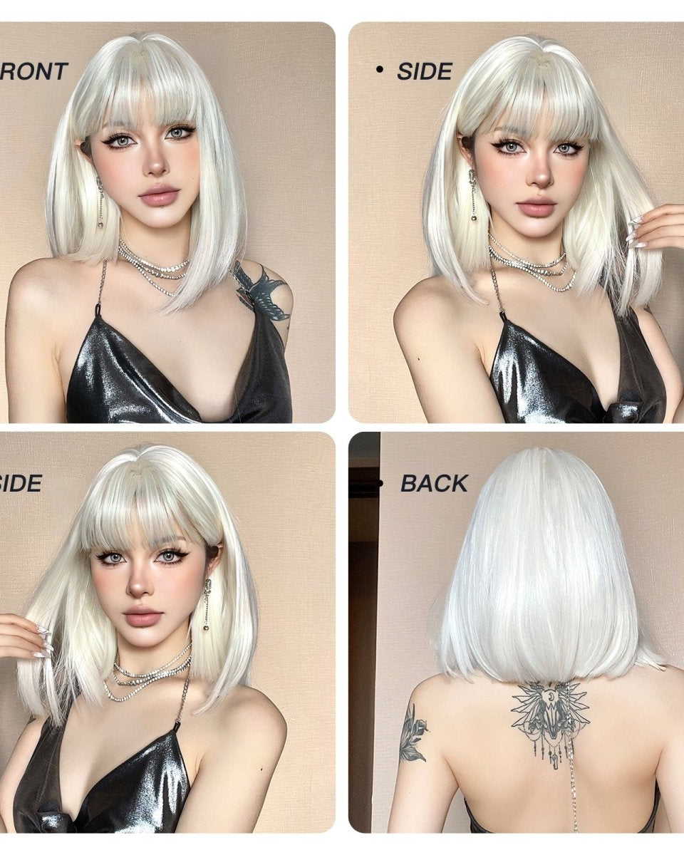 Creamy Champaign White Short Platinum Bob Wig - MARKETPLACE - Milk & Honey Wigs