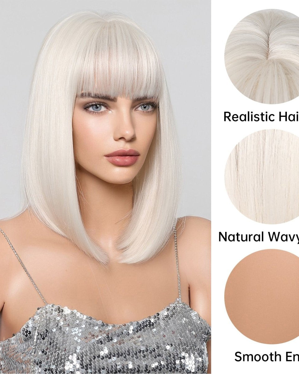 Creamy Champaign White Short Platinum Bob Wig - MARKETPLACE - Milk & Honey Wigs